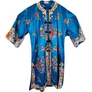 Antique 1920's Chinese 100% Silk Women's Jacket Robe Hand Embroidered Small